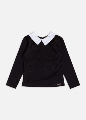 Momi - Blusa Manga Longa com Gola Preto - MOMI