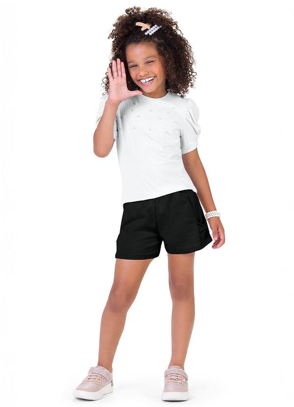 Alenice - Blusa Mangas Bufantes Pérolas Menina Branco 2