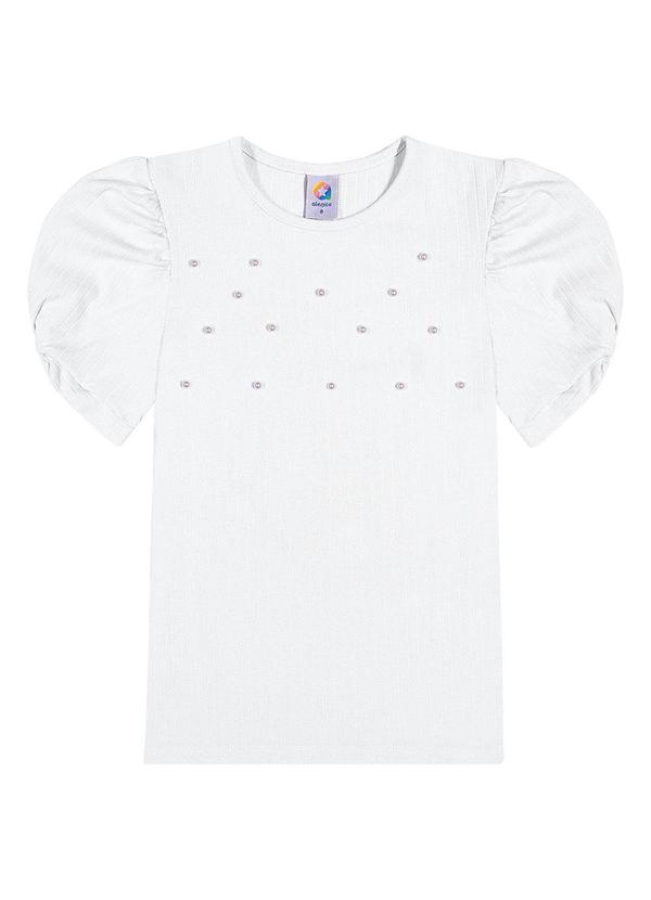 Alenice - Blusa Mangas Bufantes Pérolas Menina Branco 3
