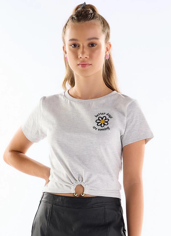 Pulla Bulla - Blusa Meia Malha Cinza