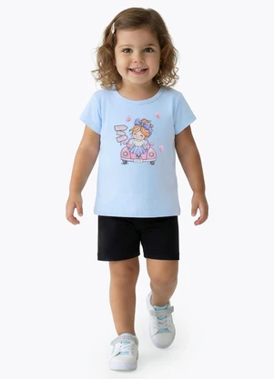 Pulla Bulla - Blusa Meia Malha e Malha Leve Azul - PULLA BULLA