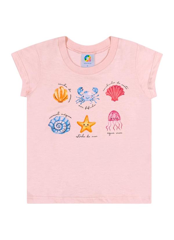 Alenice - Blusa Meia Malha Estampas do Fundo do Mar Rosa 1
