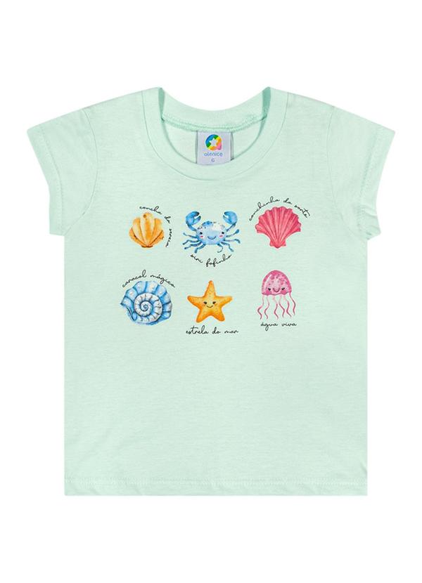 Alenice - Blusa Meia Malha Estampas do Fundo do Mar Verde