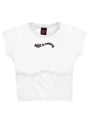 Pulla Bulla - Blusa Meia Malha Menina Branco - PULLA BULLA