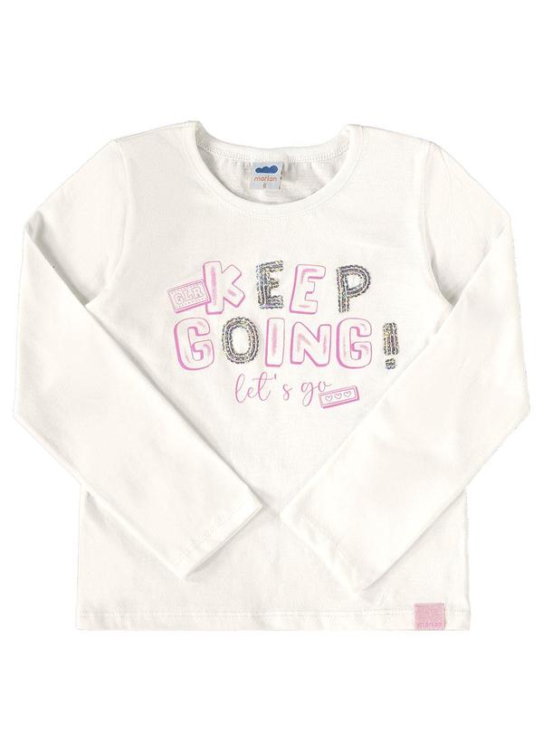 Marlan - Blusa Meia Malha Penteada Estampa Aplique Bege