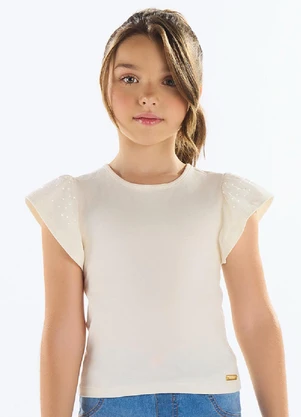 Quimby - Blusa Menina com Strass Bege - QUIMBY
