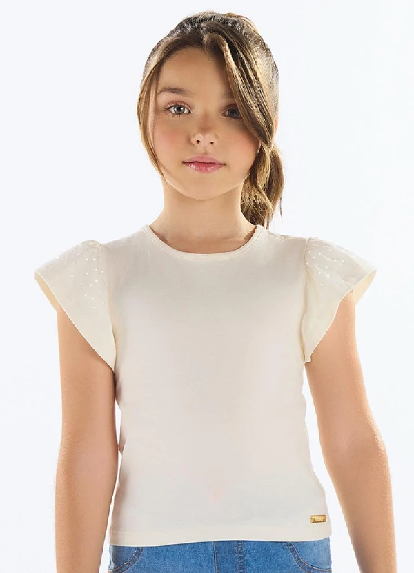 Quimby - Blusa Menina com Strass Bege