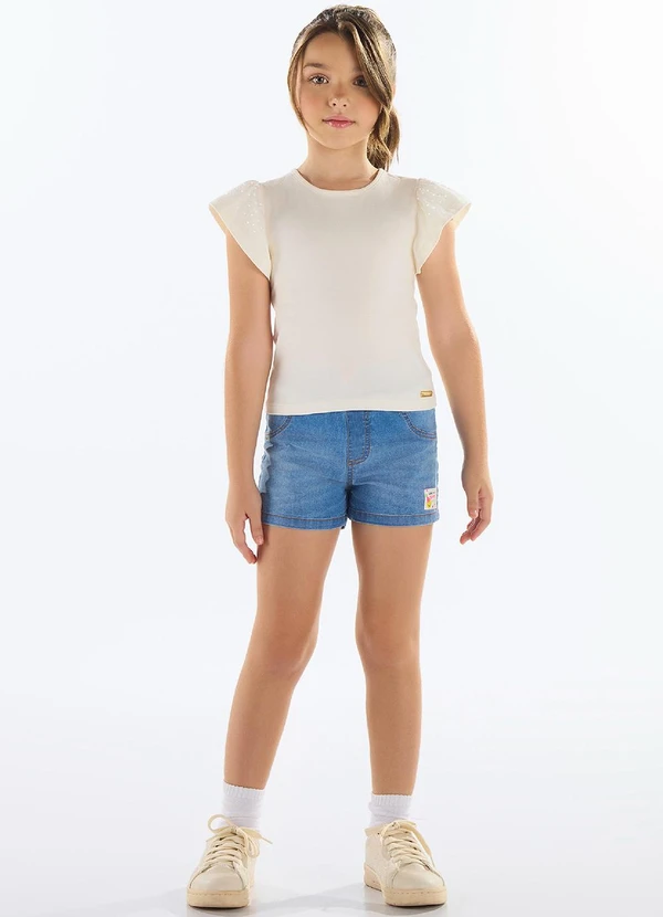 Quimby - Blusa Menina com Strass Bege 2