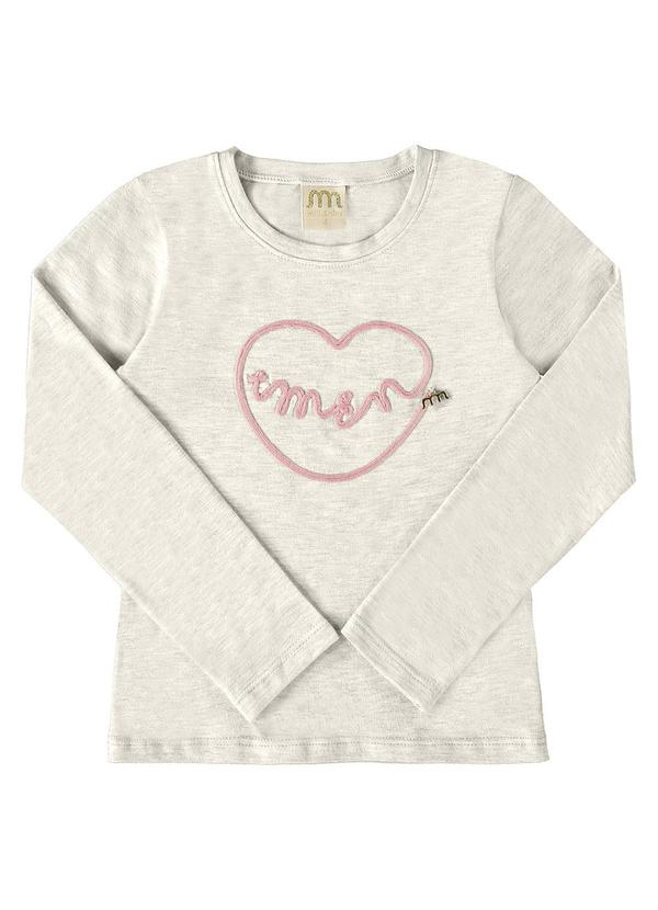 Milli e Nina - Blusa Menina Cotton Penteado Bordado Cinza