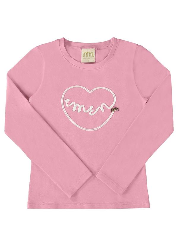 Milli e Nina - Blusa Menina Cotton Penteado Bordado Rosa