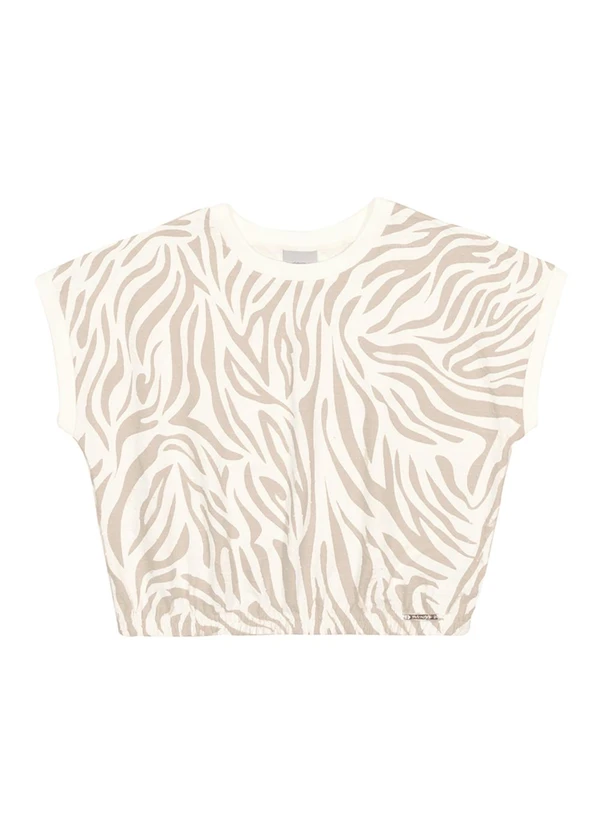 Alakazoo - Blusa Menina Cropped com Estampa Zebra Bege 3