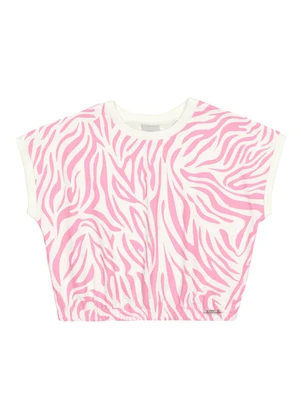 Alakazoo - Blusa Menina Cropped com Estampa Zebra Rosa - ALAKAZOO