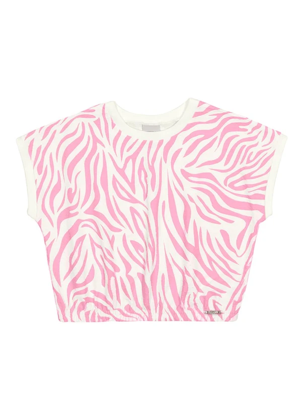 Alakazoo - Blusa Menina Cropped com Estampa Zebra Rosa 1