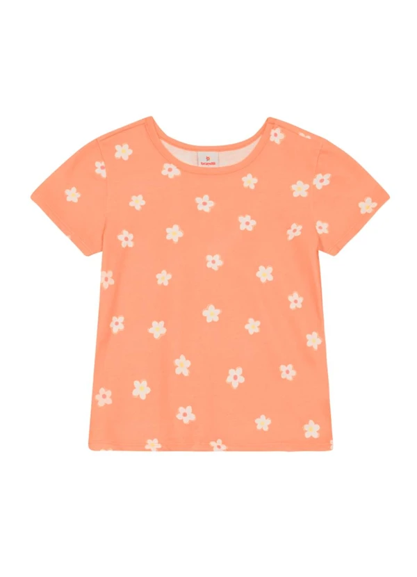 Brandili - Blusa Menina de Flores em Meia Malha Laranja 3