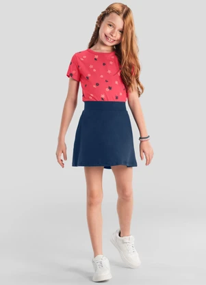 Brandili - Blusa Menina de Flores em Meia Malha Vermelho - BRANDILI