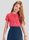 Brandili - Blusa Menina de Flores em Meia Malha Laranja - variação: Vermelho