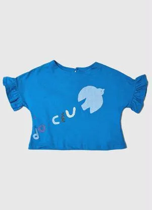 Fábula - Blusa Menina de Malha Azul da Cor do Céu Azul - FÁBULA