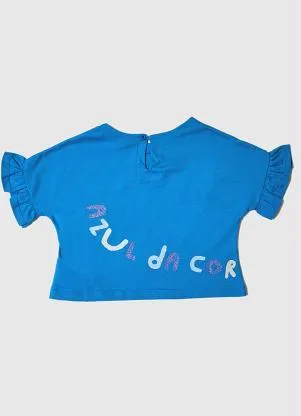 Fábula - Blusa Menina de Malha Azul da Cor do Céu Azul - FÁBULA