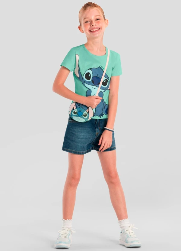 Brandili - Blusa Menina do Stitch com Bolsinha Azul 2