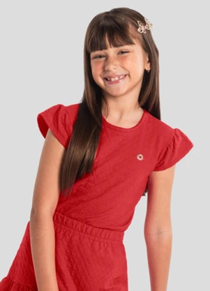 Brandili - Blusa Menina em Cotton Especial Vermelho - BRANDILI