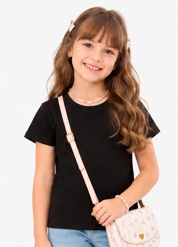 Rovi Kids - Blusa Menina em Cotton Leve Preto