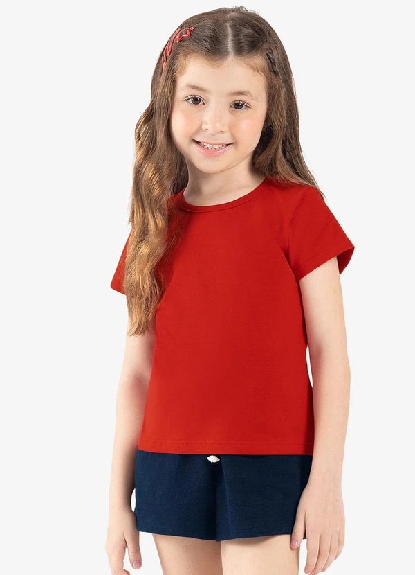 Rovi Kids - Blusa Menina em Cotton Leve Vermelho
