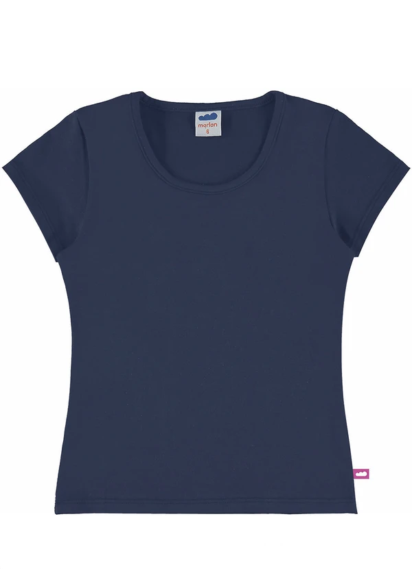 Marlan - Blusa Menina em Cotton Penteado Azul
