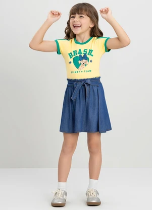 Quimby - Blusa em Meia Malha Brasil Amarelo - QUIMBY