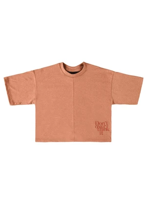Milli e Nina - Blusa Menina em Meia Malha Pentada Laranja - MILLI E NINA