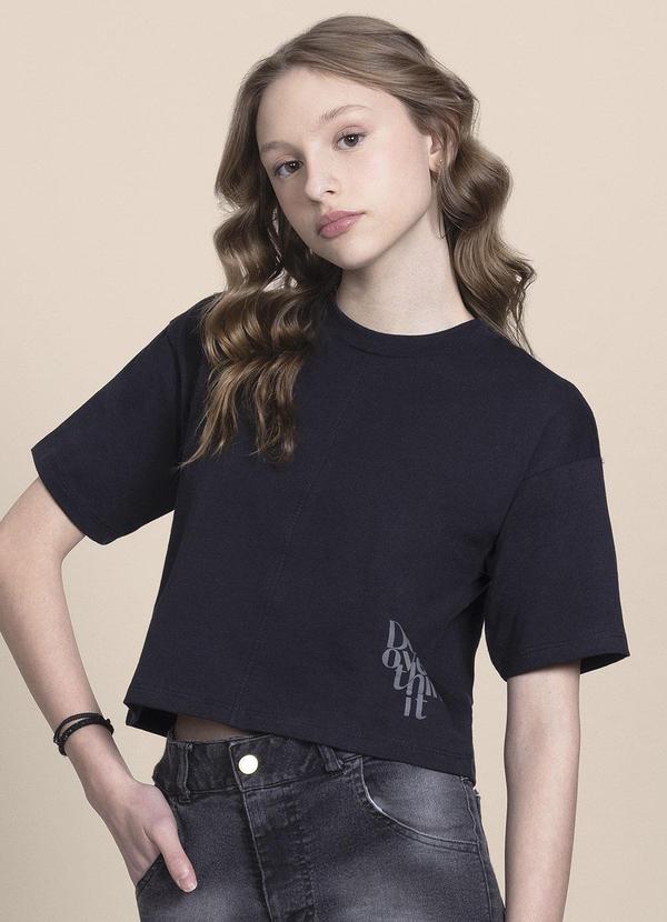 Milli e Nina - Blusa Menina em Meia Malha Pentada Preto