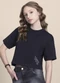 Milli e Nina - Blusa Menina em Meia Malha Pentada Preto - variação: Preto