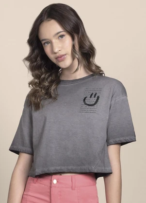 Milli e Nina - Blusa Menina em Meia Malha Pentada Smile Preto - MILLI E NINA