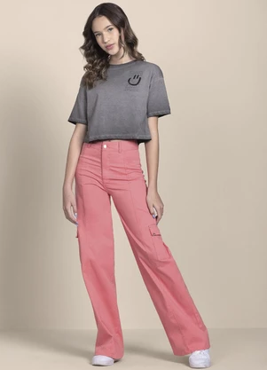 Milli e Nina - Blusa Menina em Meia Malha Pentada Smile Preto - MILLI E NINA