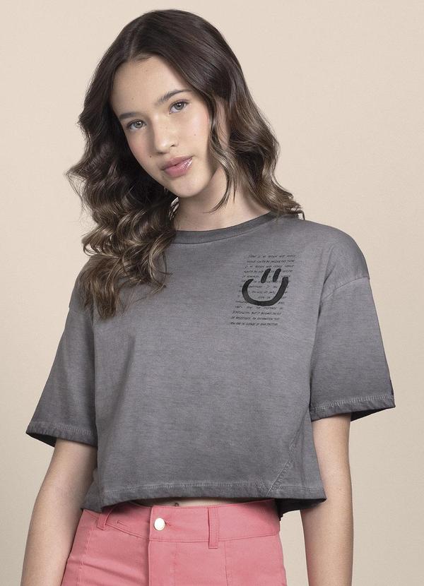 Milli e Nina - Blusa Menina em Meia Malha Pentada Smile Preto
