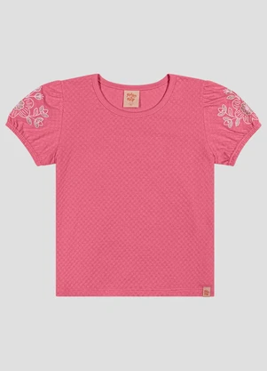 Kely Kety - Blusa Menina em Meia Malha Trabalhada Hive Rosa - KELY KETY