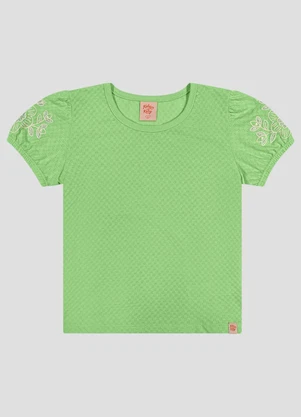 Kely Kety - Blusa Menina em Meia Malha Trabalhada Hive Verde - KELY KETY