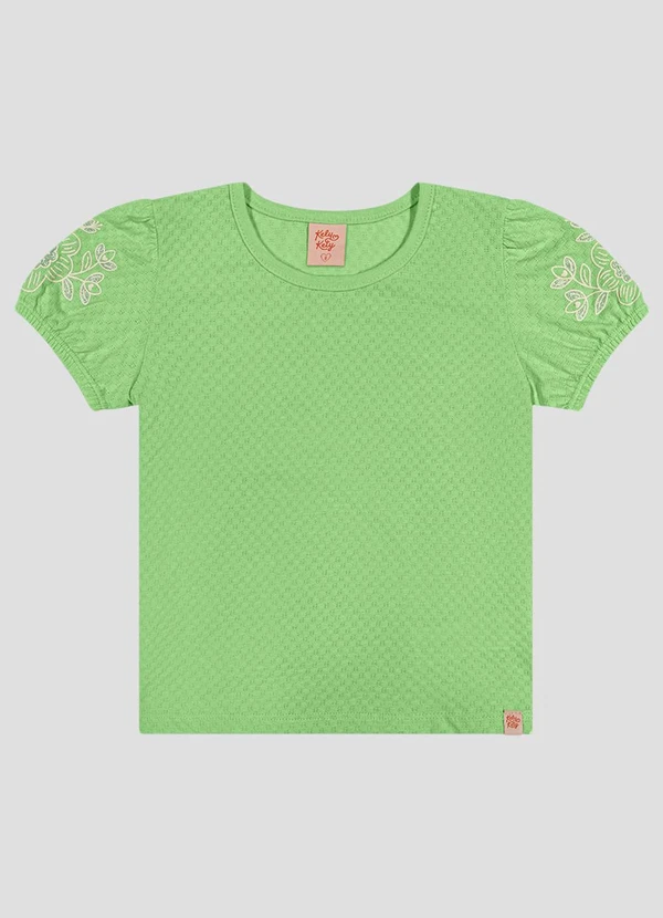 Kely Kety - Blusa Menina em Meia Malha Trabalhada Hive Verde