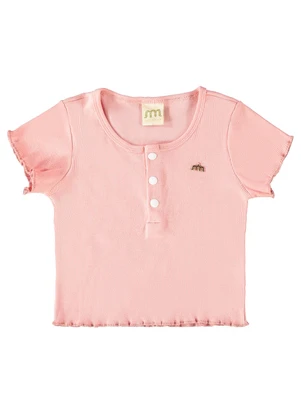 Milli e Nina - Blusa Menina em Punho Rosa - MILLI E NINA