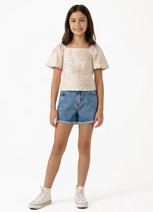 Fakini - Blusa Menina Estampada Bege - FAKINI