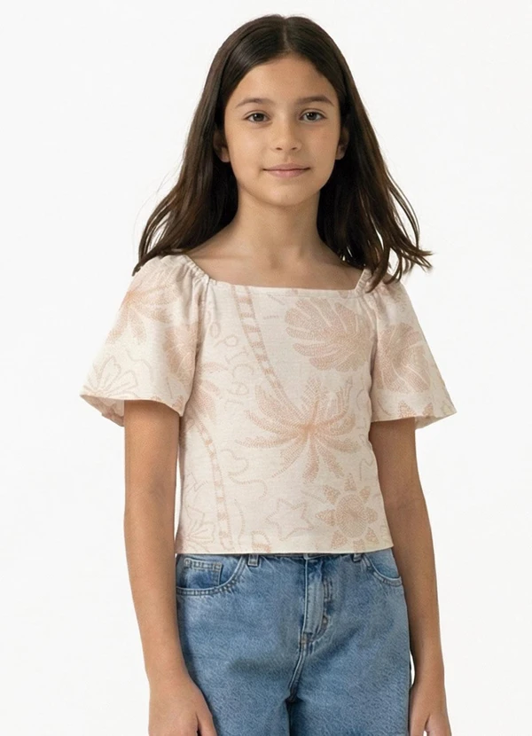 Fakini - Blusa Menina Estampada Bege