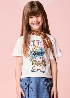Momi - Blusa Menina Infantil com Franjas do Stitch - MOMI