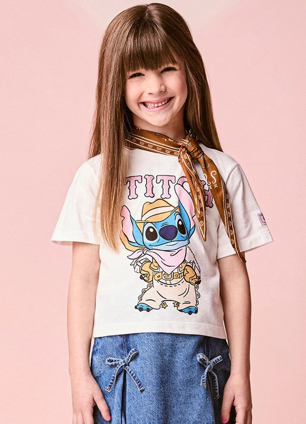 Momi - Blusa Menina Infantil com Franjas do Stitch