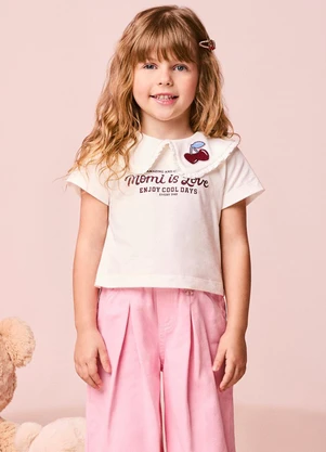 Momi - Blusa Menina Infantil em Tricoline de Cerejinha - MOMI