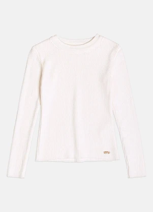 Momi - Blusa Menina Infantil Off White Básica de Tricot - MOMI