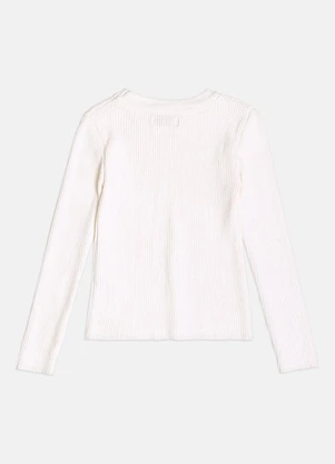 Momi - Blusa Menina Infantil Off White Básica de Tricot - MOMI