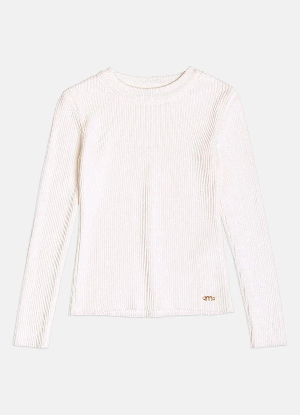 Momi - Blusa Menina Infantil Off White Básica de Tricot