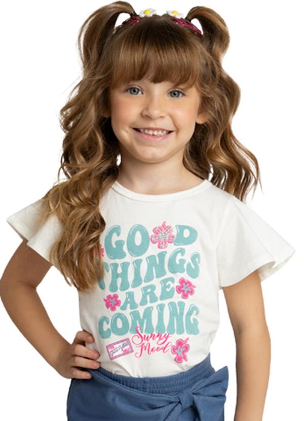 Marlan - Blusa Menina Meia Malha Penteada Estampa Bege 1