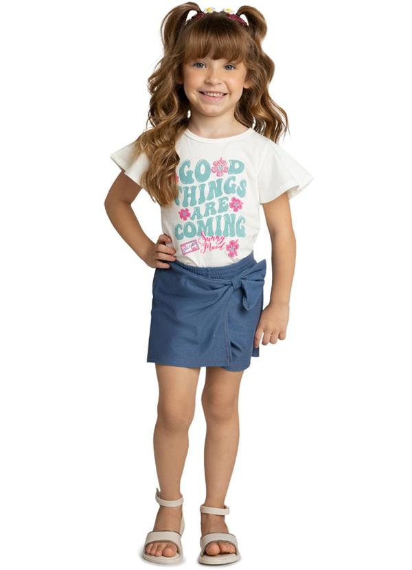 Marlan - Blusa Menina Meia Malha Penteada Estampa Bege 2