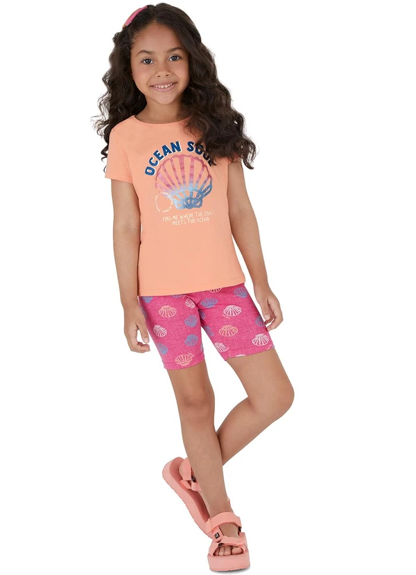 Malwee Kids - Blusa Ocean Soul com Glitter Laranja Claro 2