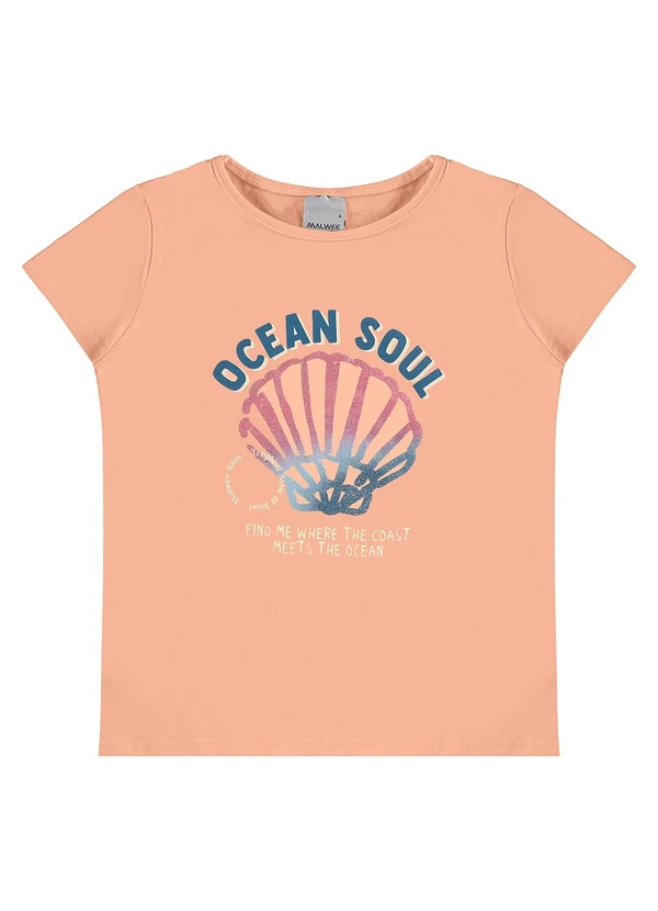 Malwee Kids - Blusa Ocean Soul com Glitter Laranja Claro 3